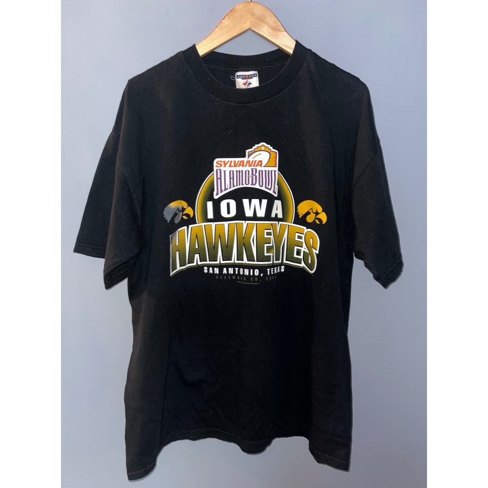 Vintage Iowa Hawkeyes Alamo Bowl Jerzees T-Shirt Football Black Large